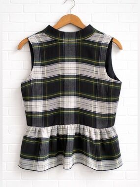 J.Crew Gilded Highland Tartan Peplum Top Plaid Sleeveless NWT Size Small